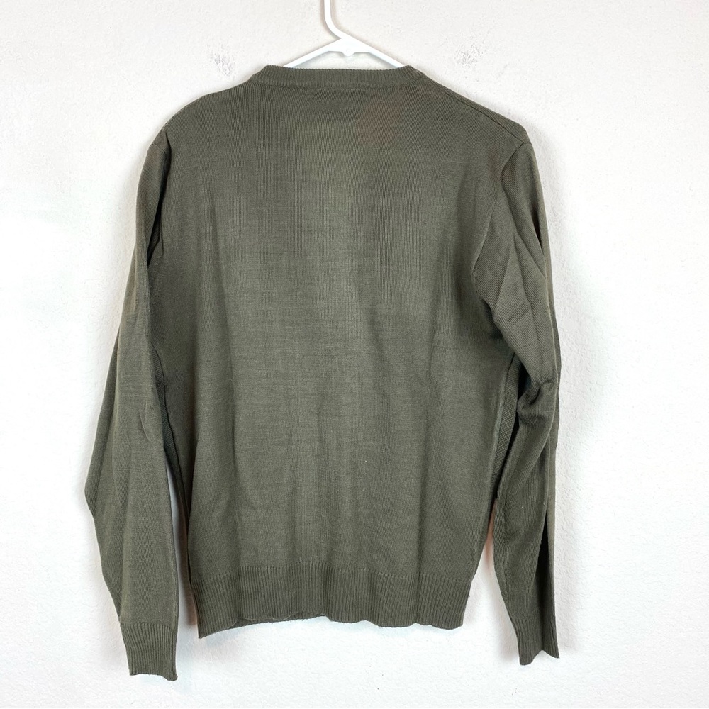 Saxony Vintage Men’s V Neck Olive Green Sweater - Picture 4 of 7